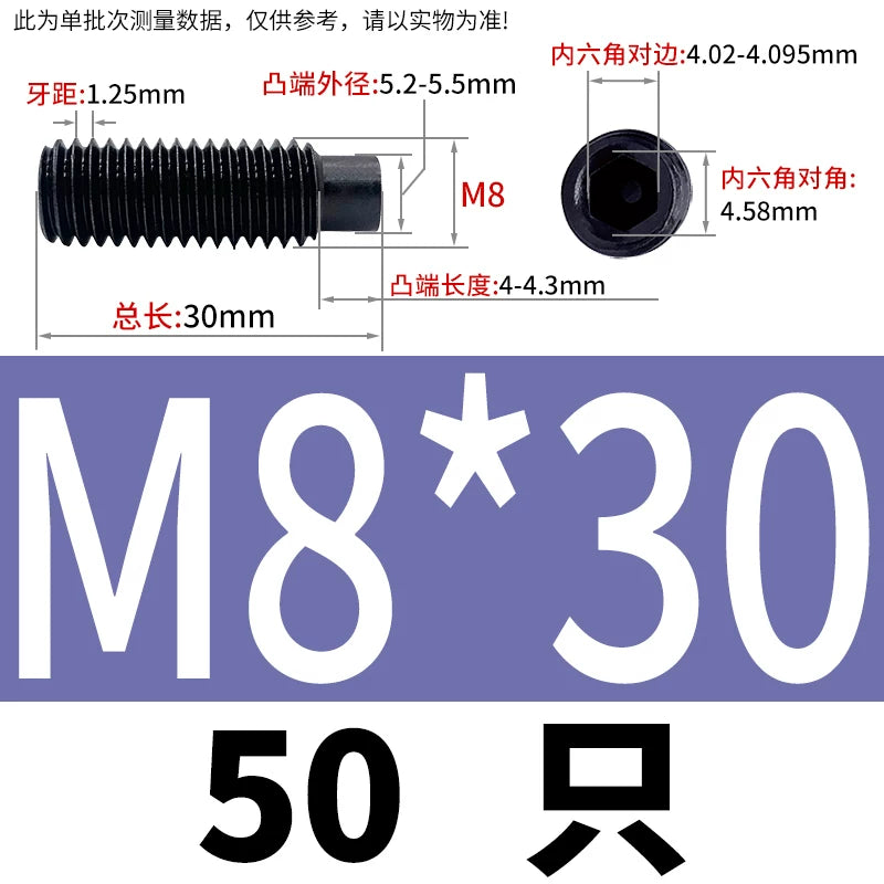GB79/DIN915 M2.5-M16 Convex End Screw 12.9 Grade Hex Socket Cylindrical Headless Industrial Set Screw