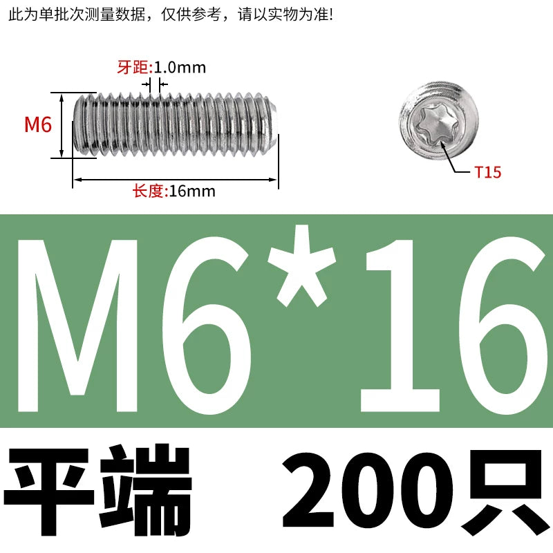 DIN34827 Torx Set Screw 304 Stainless Stain M3-M6 Flat/Concave End Grub Screw