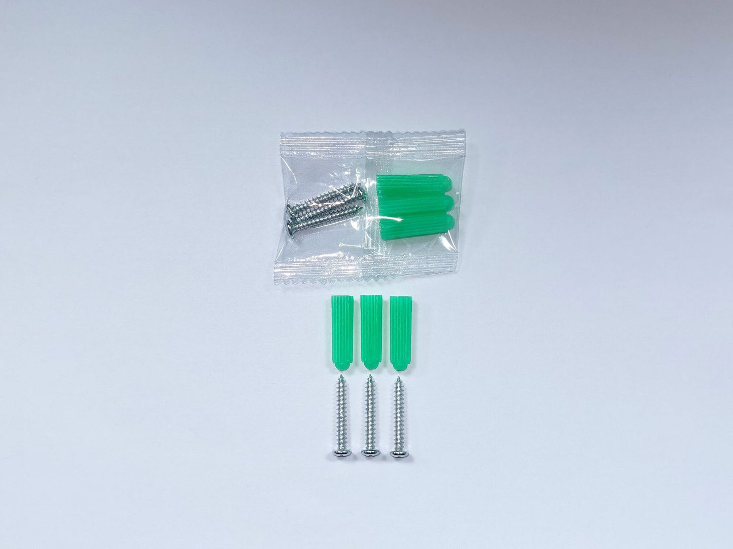 M3.5 Green Plastic Expansion Screw Pack with Self Tapping Screws & Rubber Plugs for Wall Mounting/Cabinet Installation/Shelf Fixing/DIY Home Hardware Projects