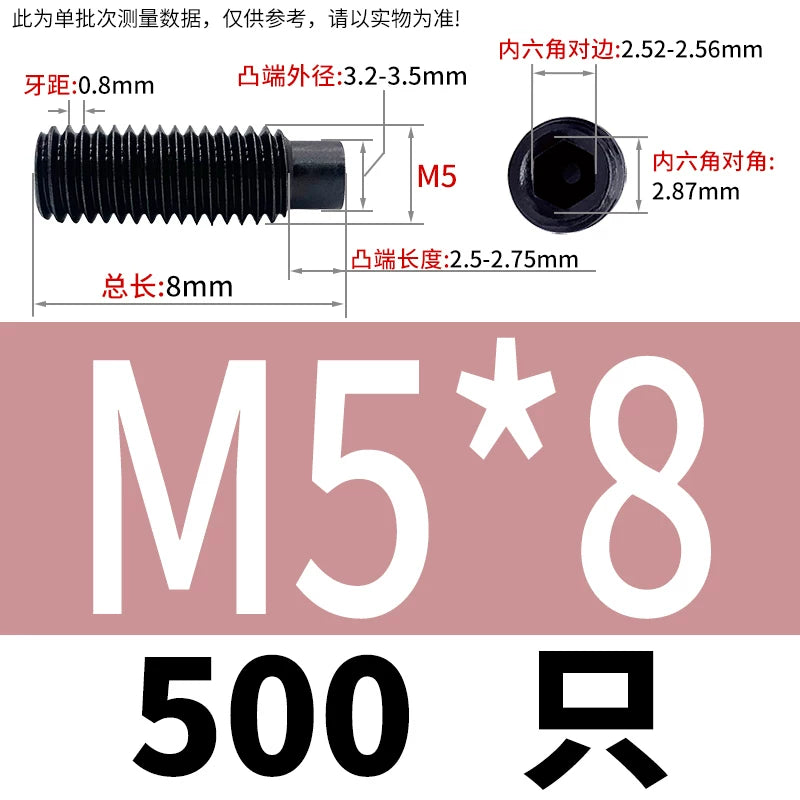 GB79/DIN915 M2.5-M16 Convex End Screw 12.9 Grade Hex Socket Cylindrical Headless Industrial Set Screw