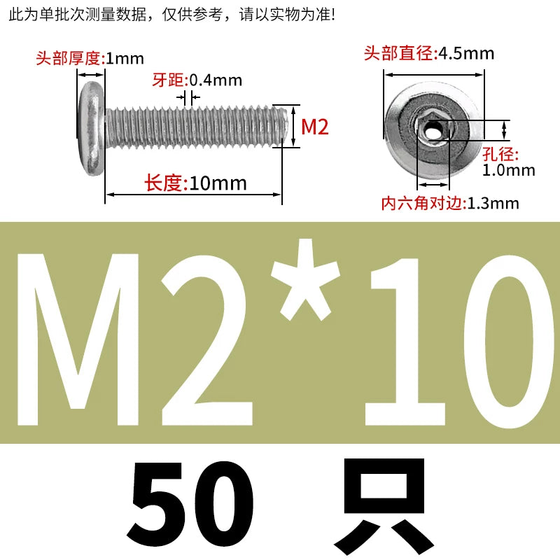 Thin Head Hex Socket Hollow Screws with Chamfered Edge, 304 Stainless Steel Vented Bolts