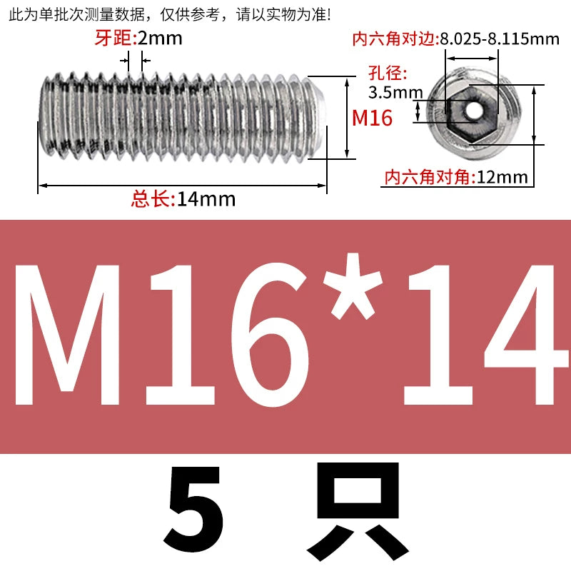 DIN913 Hex Socket Set Screw 304/316 Hollow Perforated Vacuum Exhaust Screw