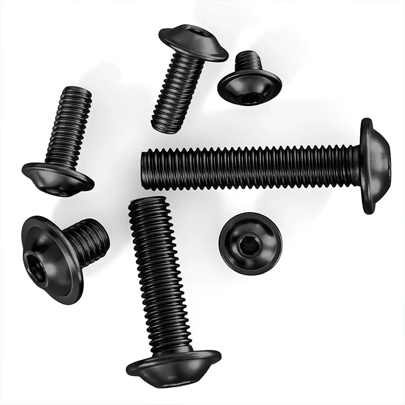Black 304 Stainless Steel ISO7380.2 Screws | M2-M10 Semi-Round Head Hex Flange Machine Screws