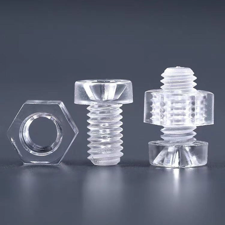 M4 M5 M6 Clear Plastic Cross Screws & Nuts Set Acrylic Flat Round Head Transparent Fasteners for DIY Crafts & Acrylic Projects