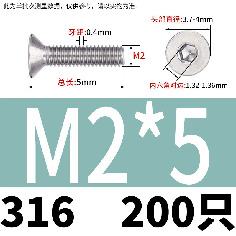 DIN7991/GB70.3 M2-M16 316 SS Screw Hex Socket Countersunk Flat Cup Head Fastener