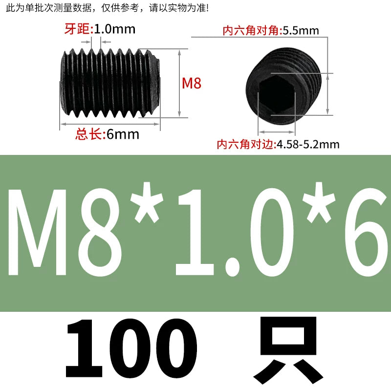 DIN913/GB77 M4-M12 Set Screw 12.9 Grade Fine Thread Flat End Headless Hex Socket Screw