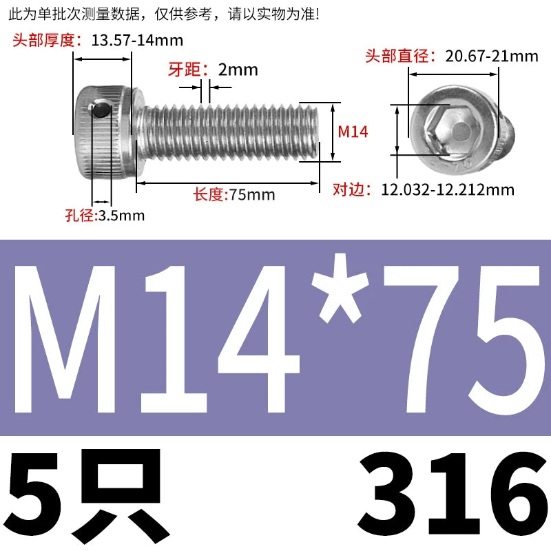 DIN912 316 Stainless Steel Lead Seal Screw | Hex Socket Head Safety Hole Side Hole Anti-Release Check Fastener