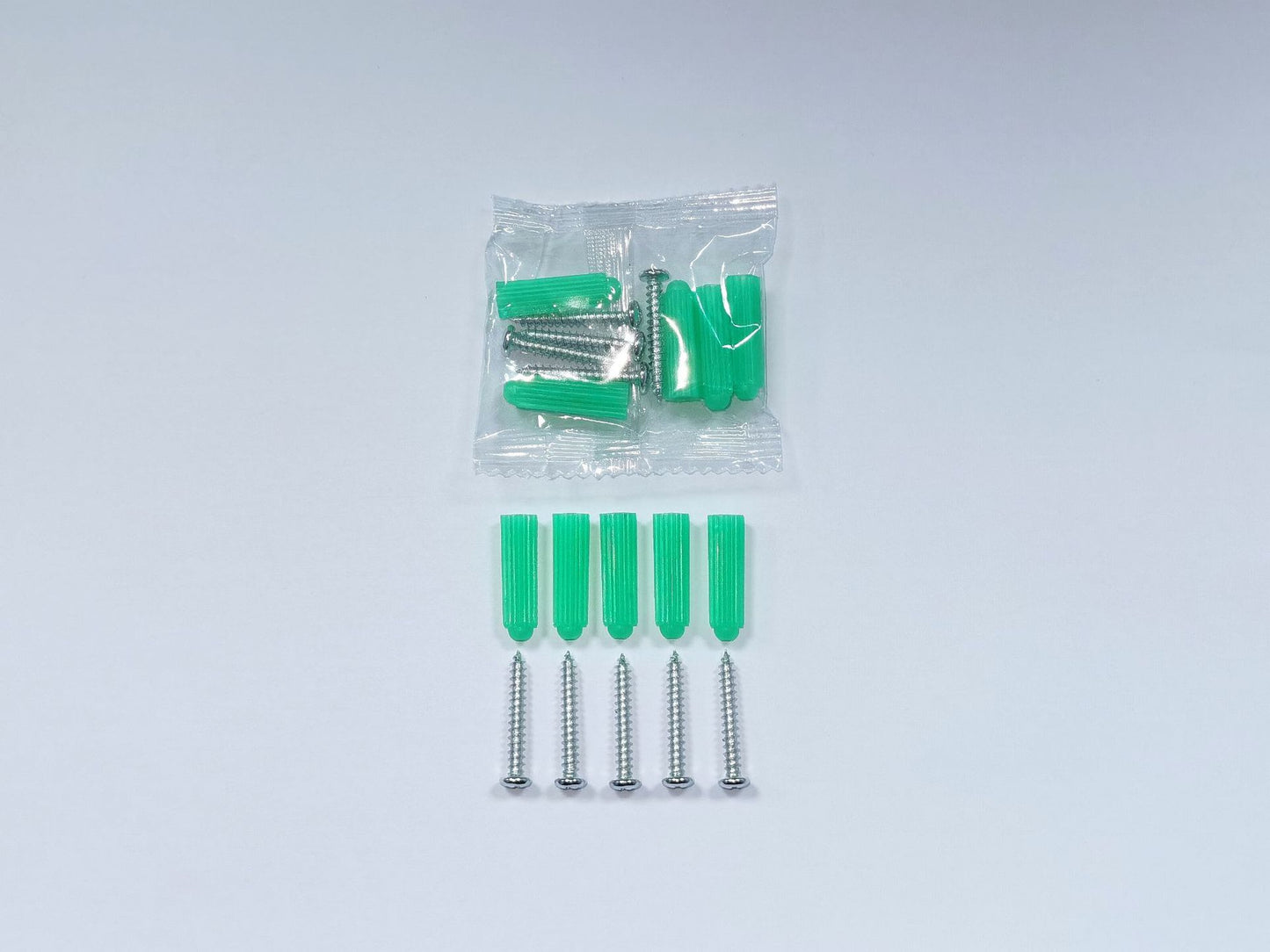 M3.5 Green Plastic Expansion Screw Pack with Self Tapping Screws & Rubber Plugs for Wall Mounting/Cabinet Installation/Shelf Fixing/DIY Home Hardware Projects