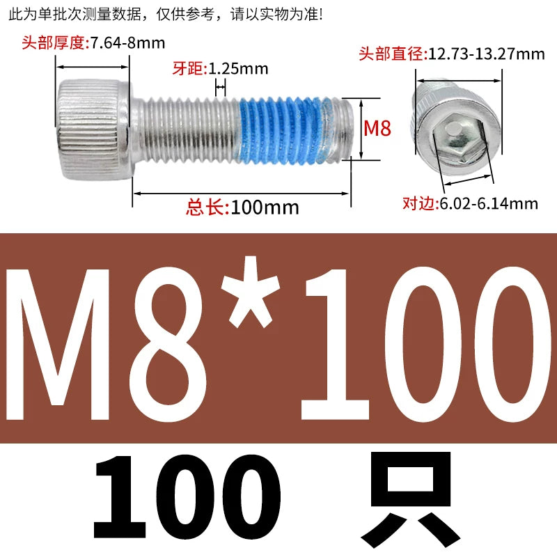 DIN912 Screw M1.4-M24  304 Stainless Steel Cup Head Hex Socket Coated Anti-Loose Bolt