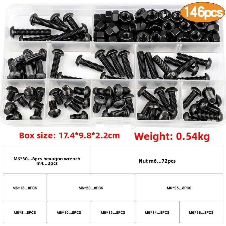 10.9 High Strength Round Head Hex Screws Nut Set Black Round Head Bolts Boxed Screws