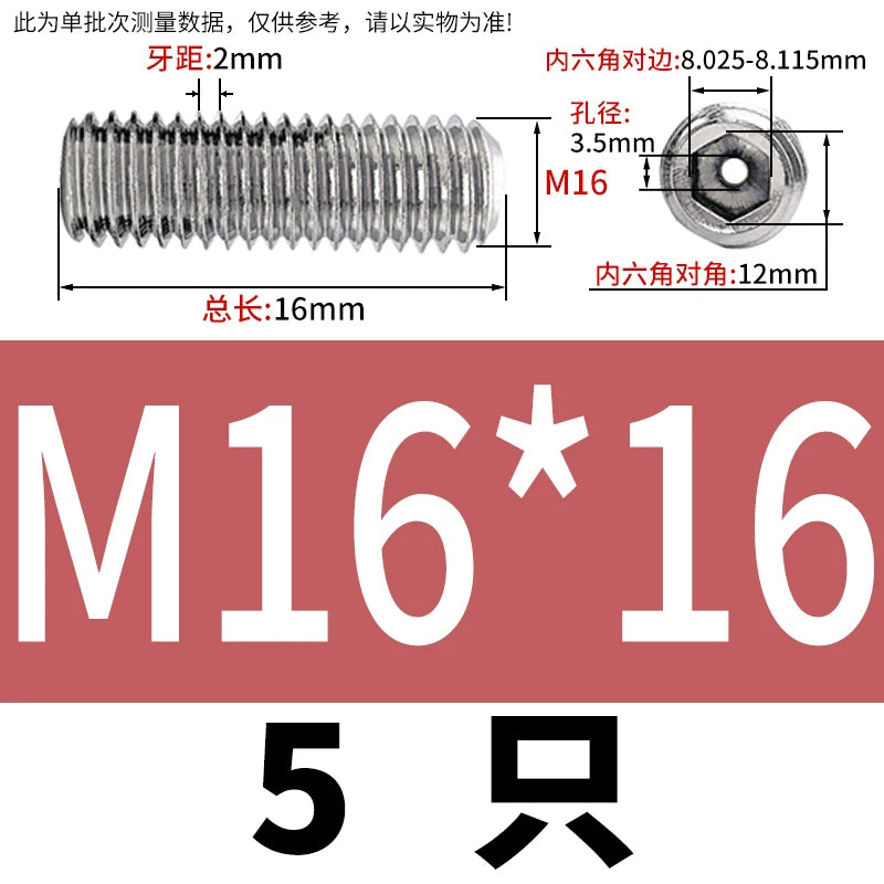 DIN913 Hex Socket Set Screw 304/316 Hollow Perforated Vacuum Exhaust Screw