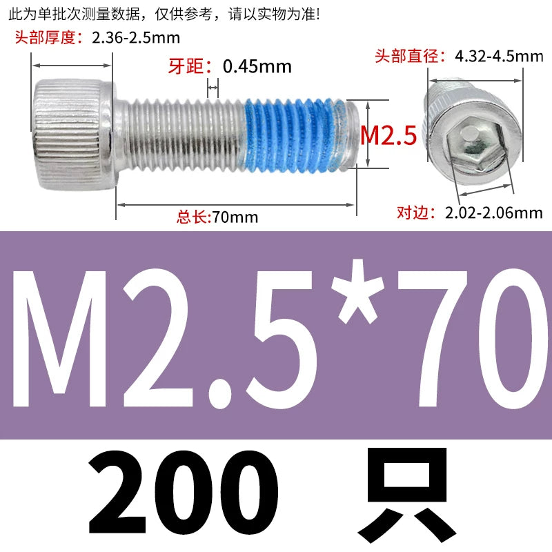 DIN912 Screw M1.4-M24  304 Stainless Steel Cup Head Hex Socket Coated Anti-Loose Bolt
