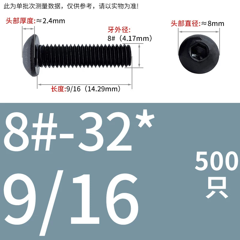 10.9 Grade UNC/UNF/BSW Screw Round Mushroom Cup Head Hex Machine Screw