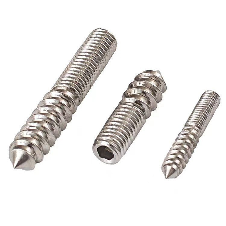 M4 M5 304 Stainless Steel Hexagonal Pointed Tail Double-Head Thread Self-Tapping Screws Furniture Bolts