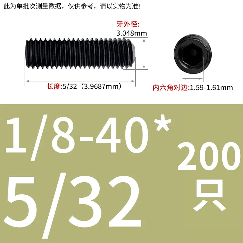 12.9 Grade Imperial Screw | 1/8-44 3/16-24 1/8-40BSW 5/32-32 Concave End Hex Socket Tightening Bolt