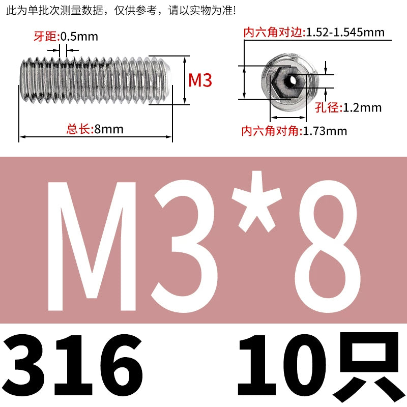 DIN913 Hex Socket Set Screw 304/316 Hollow Perforated Vacuum Exhaust Screw