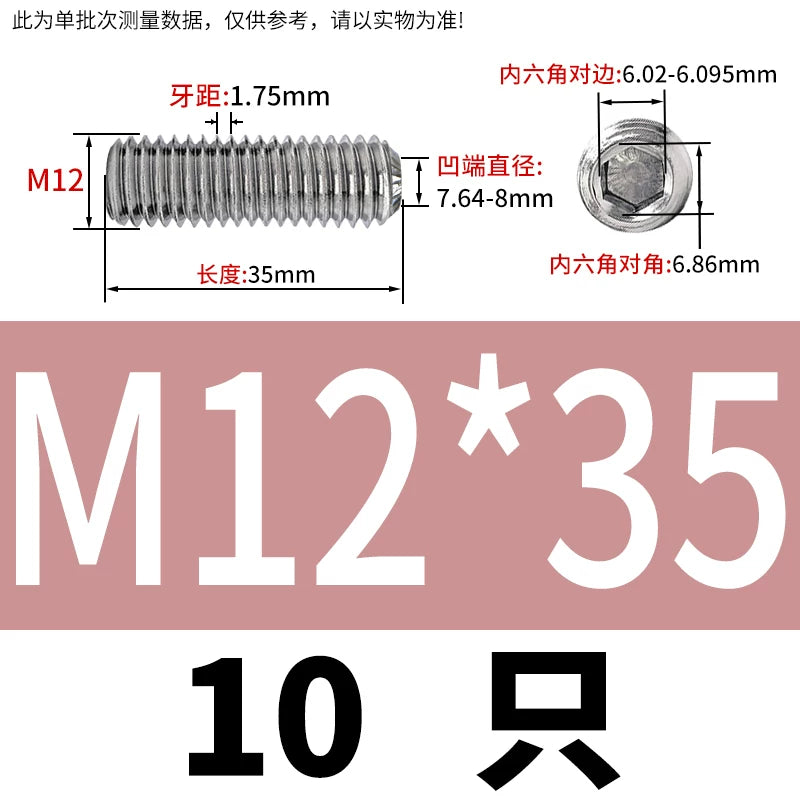 916K Headless Set Screw 304/316L Stainless Steel Hex Socket Knurled Concave End Threaded