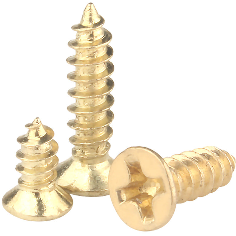 M3/M4/M5/M6 Gold 304 Stainless Steel Cross Groove Countersunk Head Self-Tapping Screws Flat Head Self-Tapping Screws Spot for Furniture Assembly & Repair
