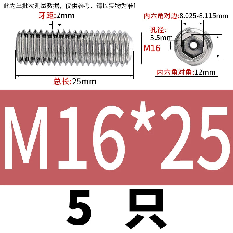 DIN913 Hex Socket Set Screw 304/316 Hollow Perforated Vacuum Exhaust Screw