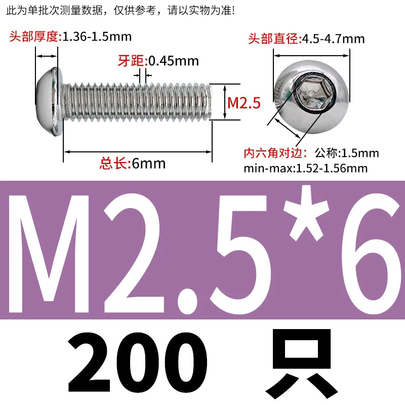 ISO7380 304 Stainless Steel Round Cup Mushroom Head Screw Hex Socket Full/Half Thread Extension Screw