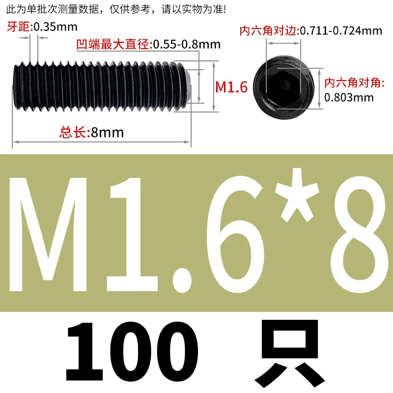 DIN916/GB80 M1.6-M24 Concave End Screw | 12.9 Grade Hex Socket Headless Industrial Set Screw