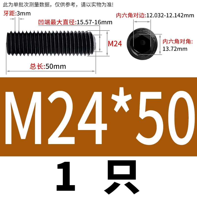DIN916/GB80 M1.6-M24 Concave End Screw | 12.9 Grade Hex Socket Headless Industrial Set Screw