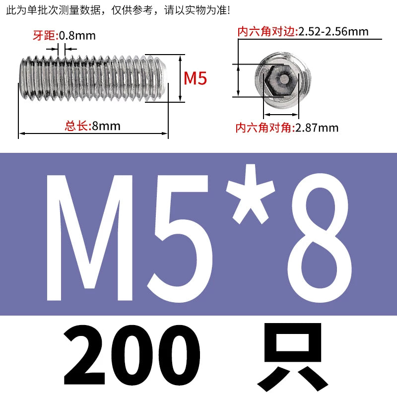 DIN913/GB77 M1.6-M20 Headless Set Screw 304 Stainless Steel Hex Socket Flat End Grub Screw