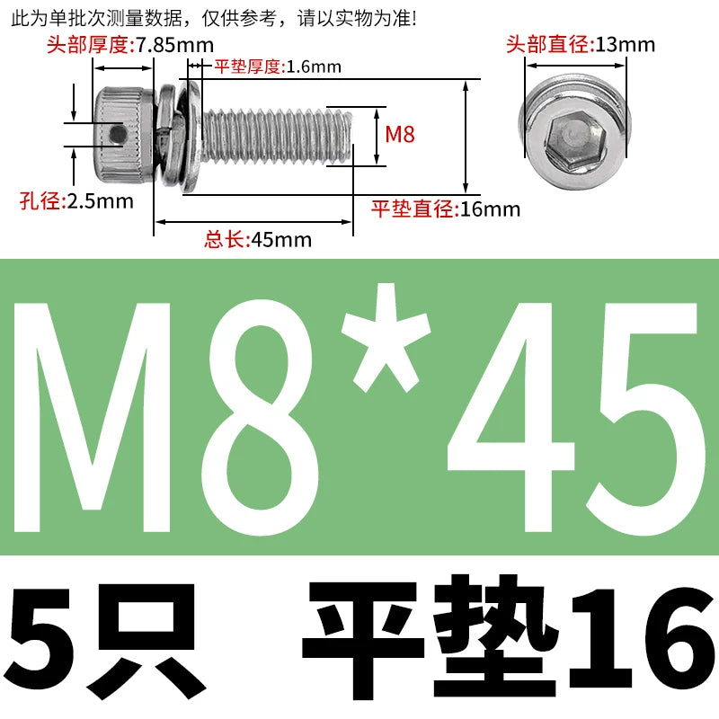 Vented 304/316 SS Socket Head Cap Sems Screws | M3-M8 | Pre-assembled Washers & Sealing Wire Hole