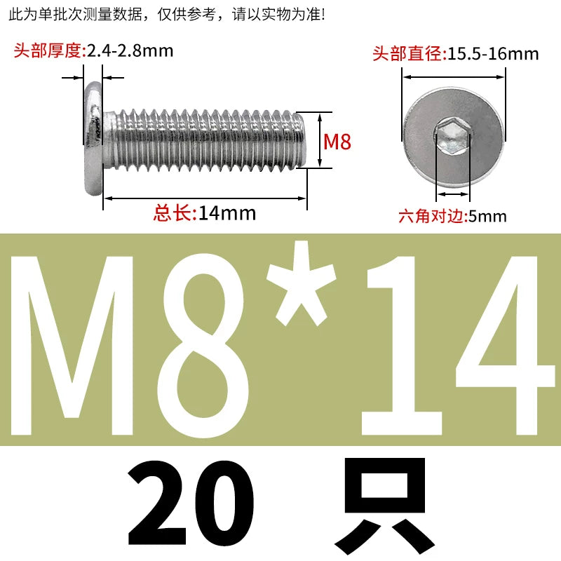 10.9 / 304 Stainless Steel Black Hex Screw CM Ultra-Thin Large Flat Head Low Profile C-Head Flat Shank M1.6-M12