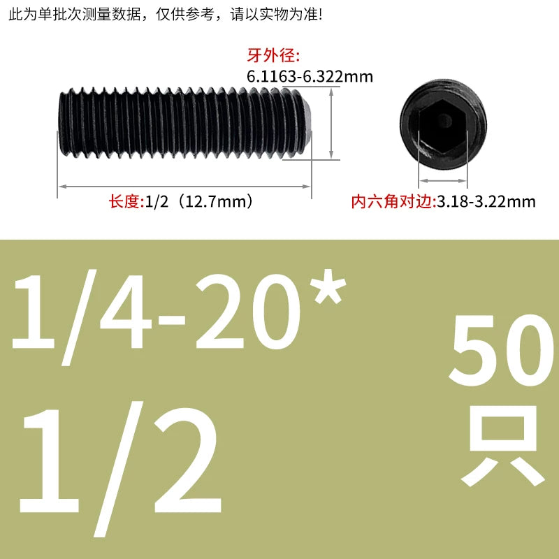 2 #-3/4UNC/UNF Grade 12.9 Screw Imperial Concave End Hex Headless Machine Rice Stop Screw