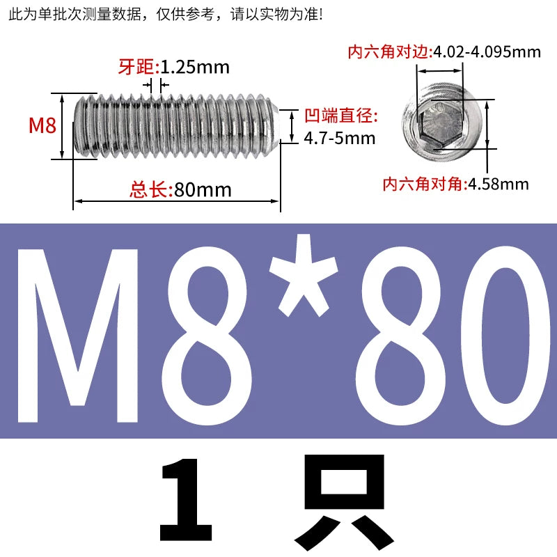 DIN916 M3-M10  316 Stainless Steel Concave End Set Screw Hex Socket Headless Fastener