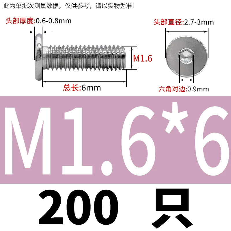 10.9 / 304 Stainless Steel Black Hex Screw CM Ultra-Thin Large Flat Head Low Profile C-Head Flat Shank M1.6-M12