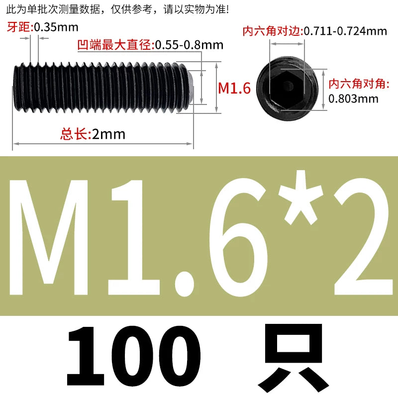 DIN916/GB80 M1.6-M24 Concave End Screw | 12.9 Grade Hex Socket Headless Industrial Set Screw