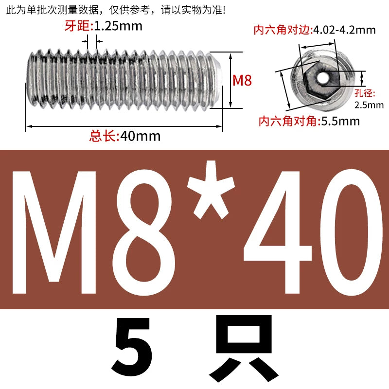 DIN913 Hex Socket Set Screw 304/316 Hollow Perforated Vacuum Exhaust Screw