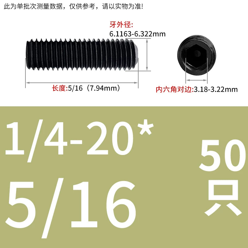 2 #-3/4UNC/UNF Grade 12.9 Screw Imperial Concave End Hex Headless Machine Rice Stop Screw