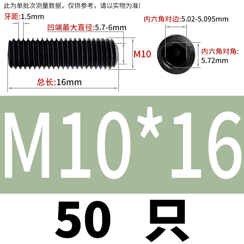 DIN916/GB80 M1.6-M24 Concave End Screw | 12.9 Grade Hex Socket Headless Industrial Set Screw