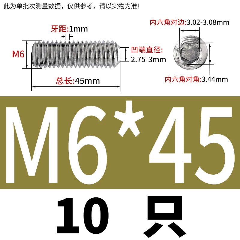 DIN916 M3-M10  316 Stainless Steel Concave End Set Screw Hex Socket Headless Fastener