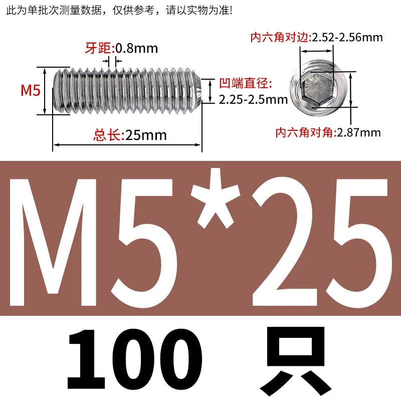 916K Headless Set Screw 304/316L Stainless Steel Hex Socket Knurled Concave End Threaded