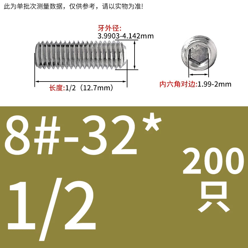 UNC/UNF Stainless Stee Set Screw Inch Headless Hex Socket Concave End Coarse/Fine Thread Screw