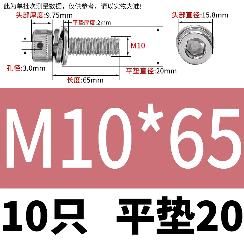 Vented 304/316 SS Socket Head Cap Sems Screws | M3-M8 | Pre-assembled Washers & Sealing Wire Hole