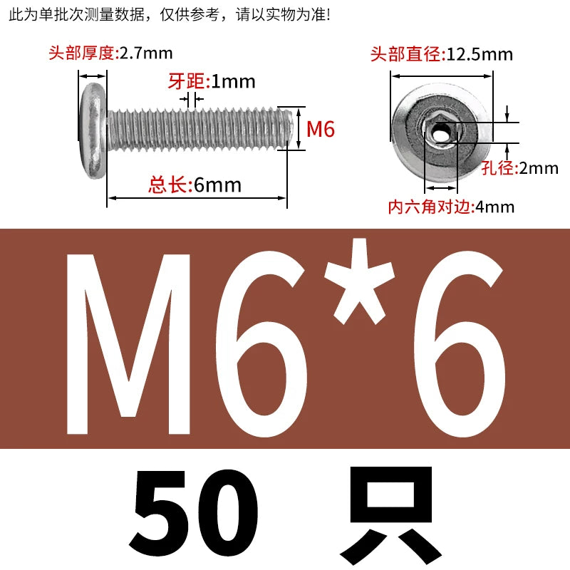 Thin Head Hex Socket Hollow Screws with Chamfered Edge, 304 Stainless Steel Vented Bolts