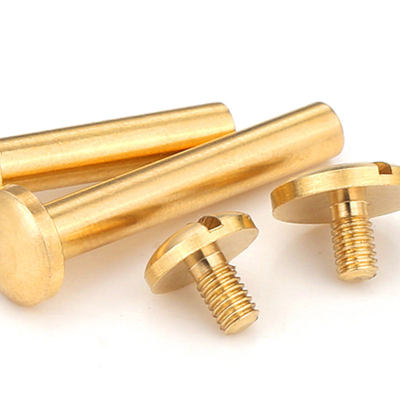 M4 Brass Slotted Round Face Lock Rivets All Copper Mother-Child Screws for Album Ledger
