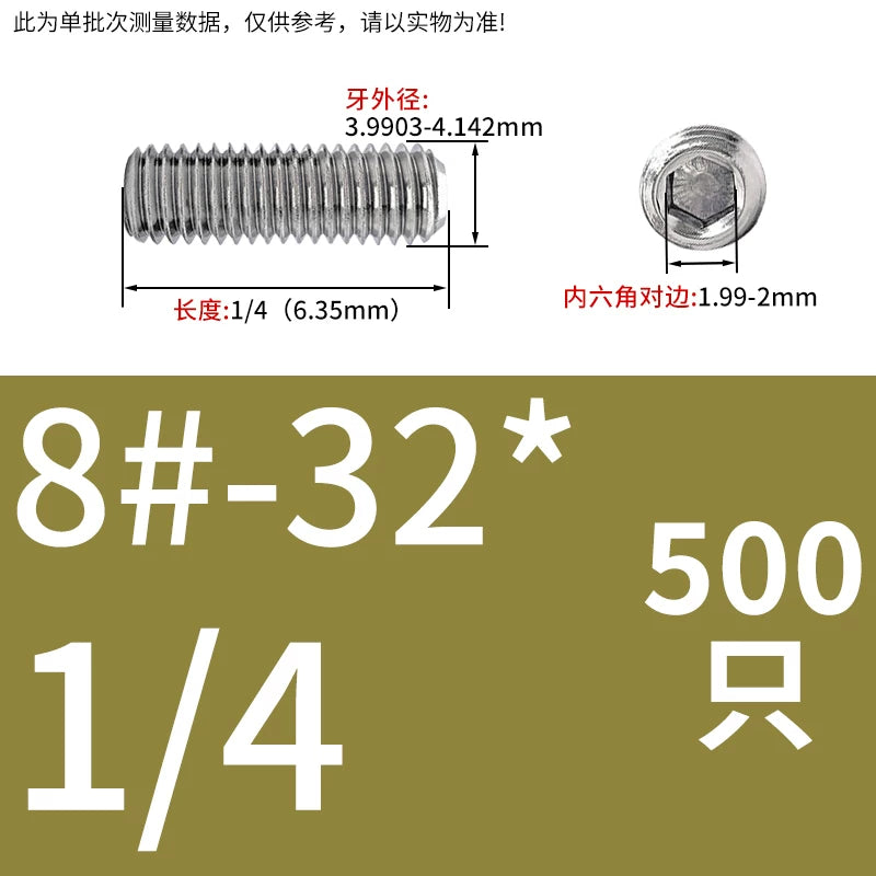 UNC/UNF Stainless Stee Set Screw Inch Headless Hex Socket Concave End Coarse/Fine Thread Screw