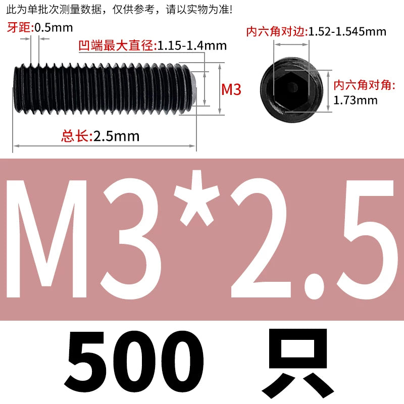 DIN916/GB80 M1.6-M24 Concave End Screw | 12.9 Grade Hex Socket Headless Industrial Set Screw