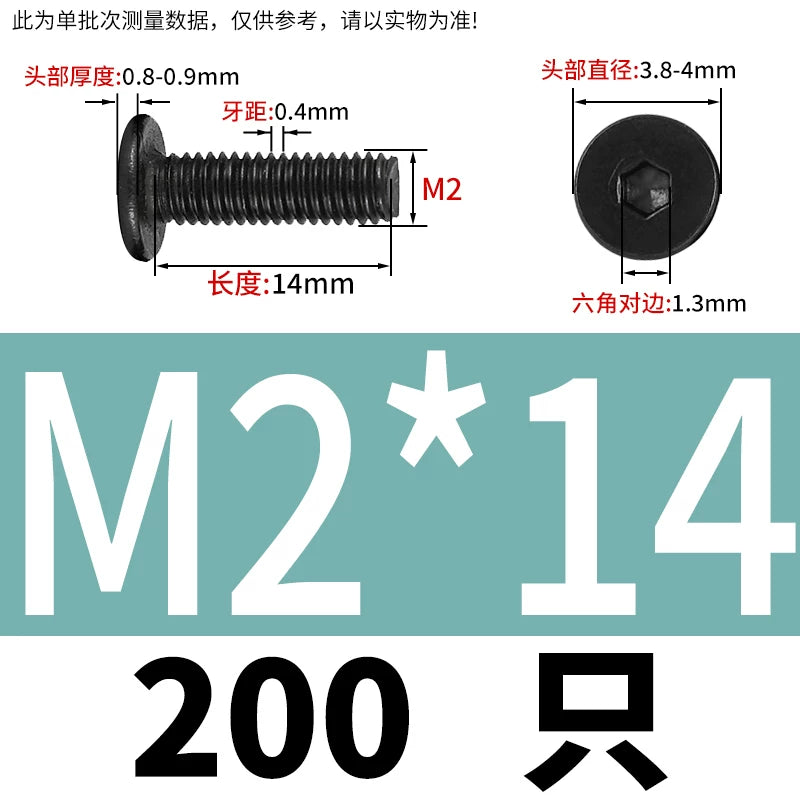 10.9 / 304 Stainless Steel Black Hex Screw CM Ultra-Thin Large Flat Head Low Profile C-Head Flat Shank M1.6-M12