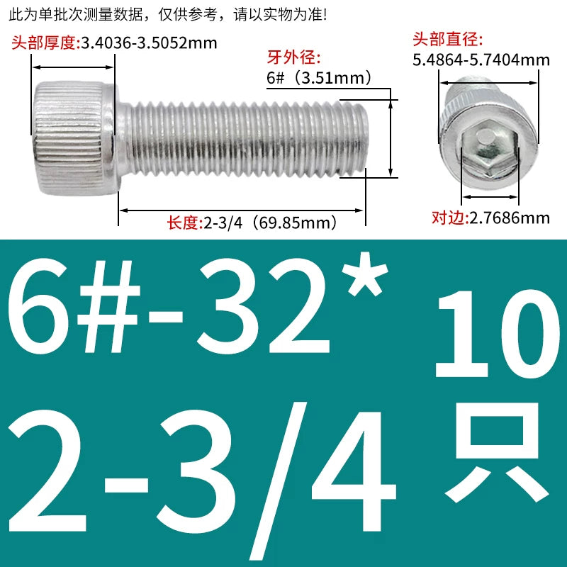 304 Stainless Steel Socket Head Cap Screws, UNC/UNF Imperial Sizes 0-80 to 3/4-10, ASME B18.3