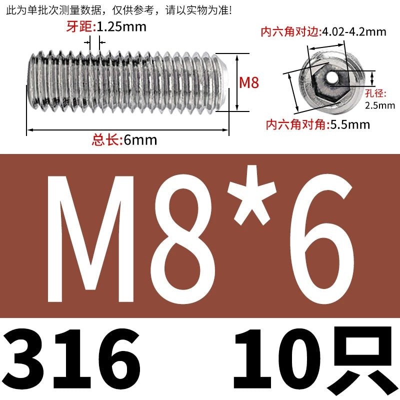 DIN913 Hex Socket Set Screw 304/316 Hollow Perforated Vacuum Exhaust Screw