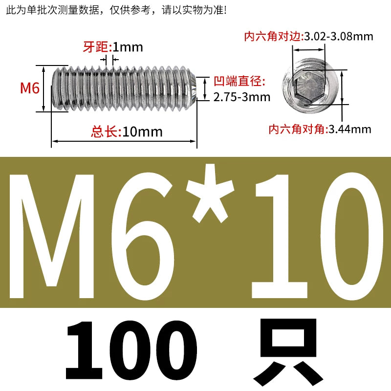 916K Headless Set Screw 304/316L Stainless Steel Hex Socket Knurled Concave End Threaded