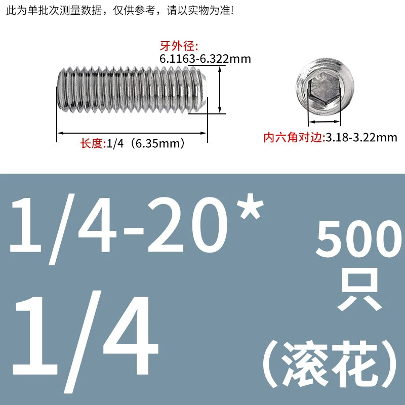 UNC/UNF Stainless Stee Set Screw Inch Headless Hex Socket Concave End Coarse/Fine Thread Screw