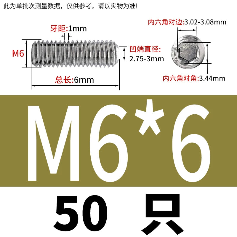 DIN916 M3-M10  316 Stainless Steel Concave End Set Screw Hex Socket Headless Fastener